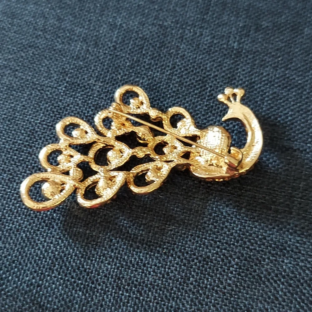 Crystal Peacock Brooch
